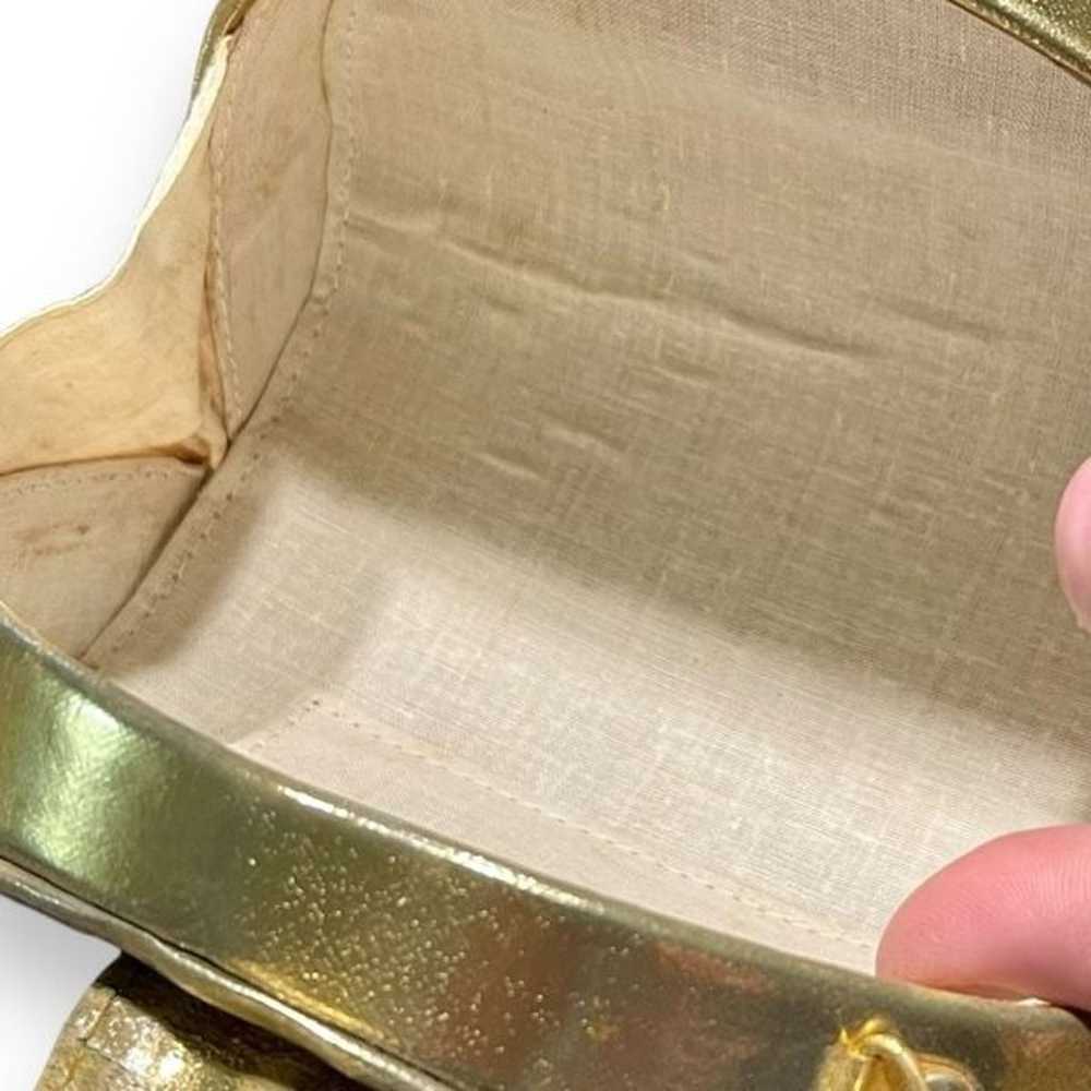 Vintage Comeco Shoulder Bag Gold Metallic Hard Sh… - image 9