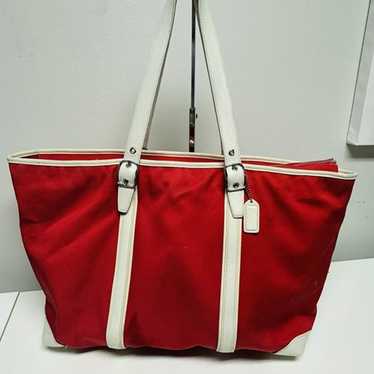 COACH Large Tote Color Red Leather/fabric - image 1