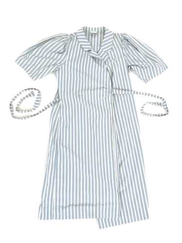 Ganni Poplin Striped Wrap Dress