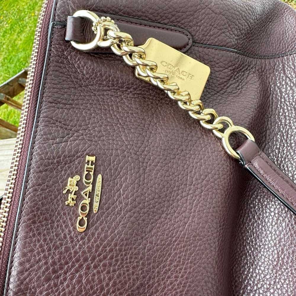 Coach Handbag Oxblood Pebbled Leather with Gold A… - image 3