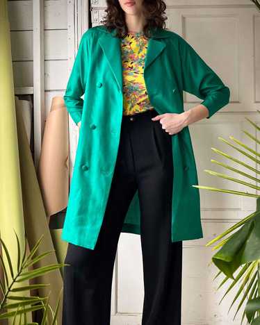 80s Teal Silk Jacket