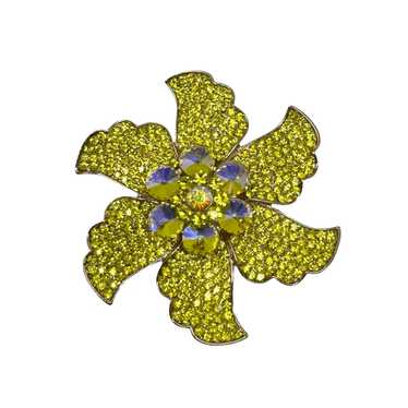 Rhinestone Embellished Oversized Flower Brooch - image 1