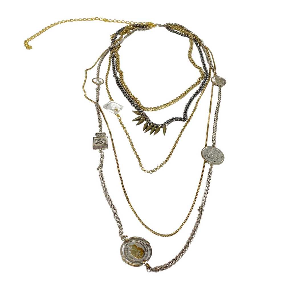 Coin And Stud Embellished Layered Necklace - image 1