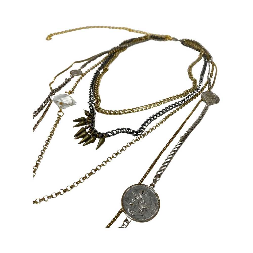 Coin And Stud Embellished Layered Necklace - image 5