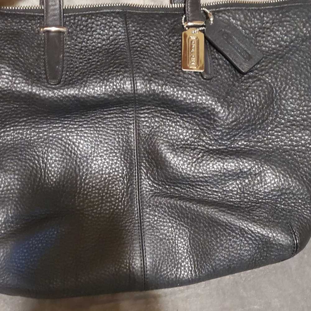 Black leather coach Bleecker tote bag purse duffle - image 1