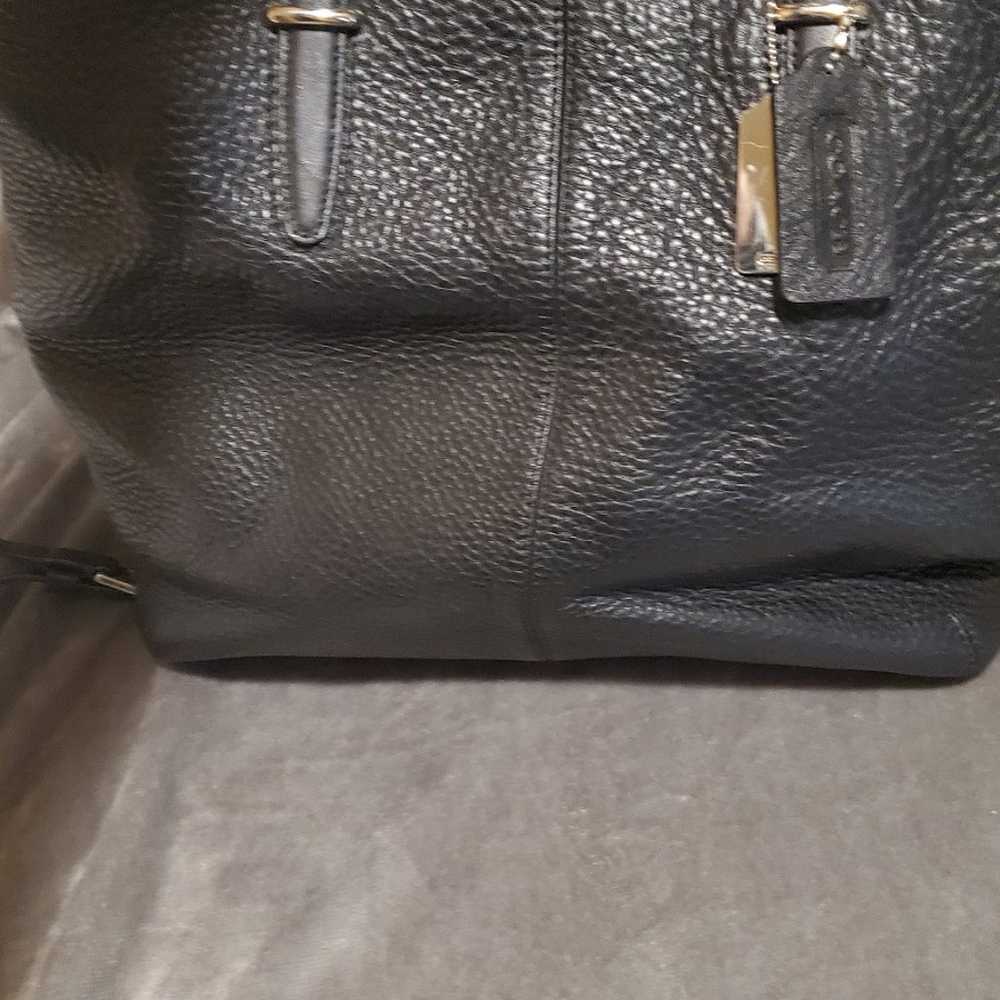 Black leather coach Bleecker tote bag purse duffle - image 3