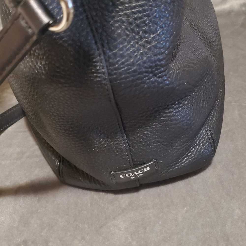 Black leather coach Bleecker tote bag purse duffle - image 4