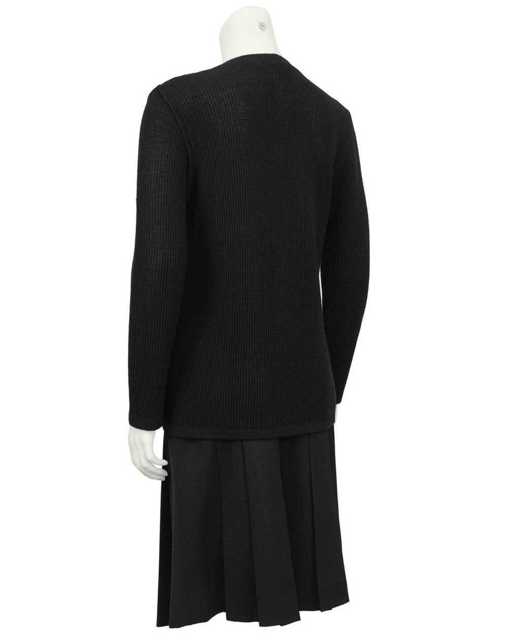 Celine Black Wool Cardigan and Gabardine Skirt En… - image 2