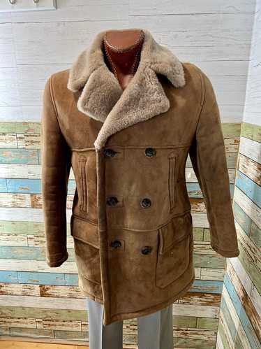 70’s Brown Double Breasted Shearling Coat By Power
