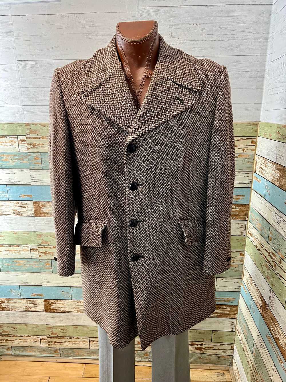 70’s Brown Texure Pattern 3/4 Length Coat By McGr… - image 1