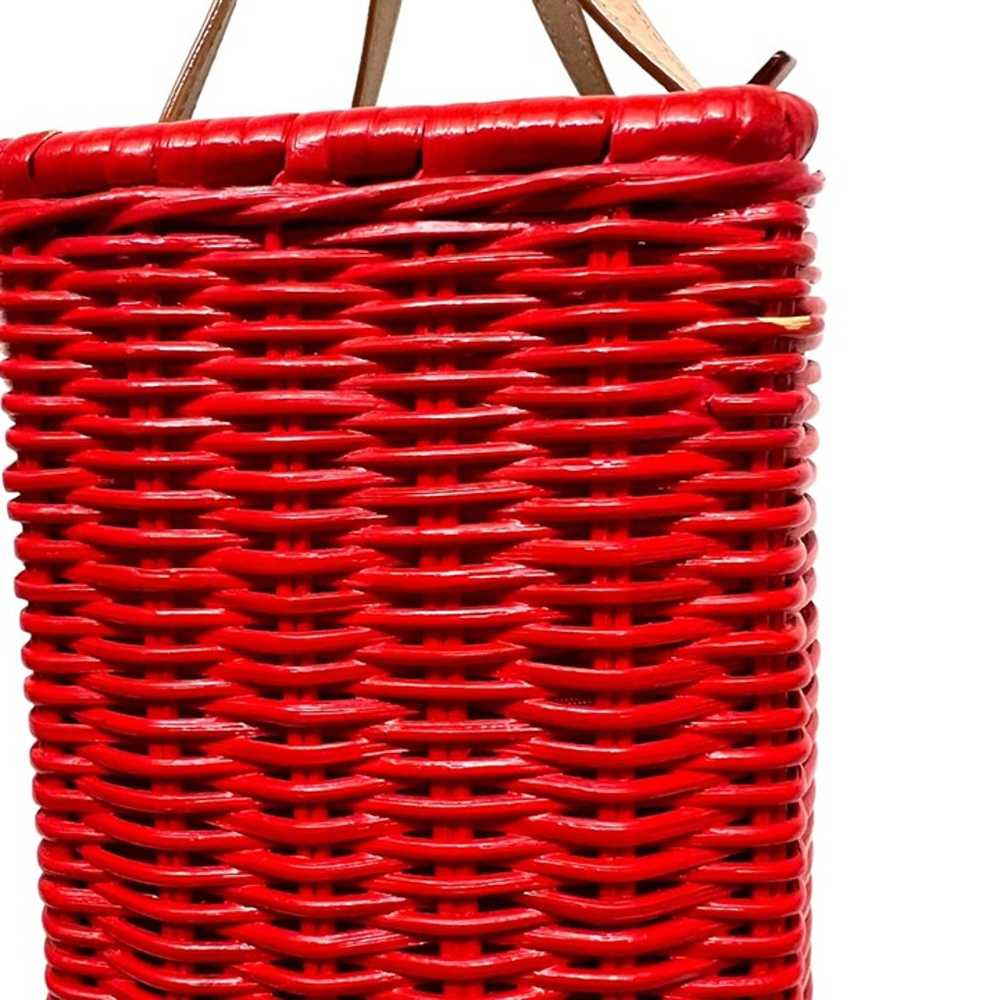 Kate Spade Wicker Basket Bag Orange Red - image 10
