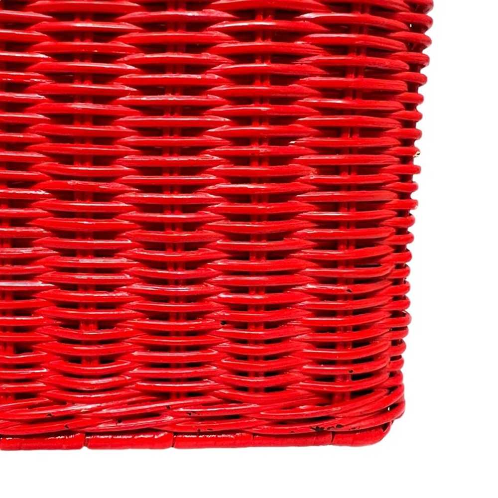 Kate Spade Wicker Basket Bag Orange Red - image 3