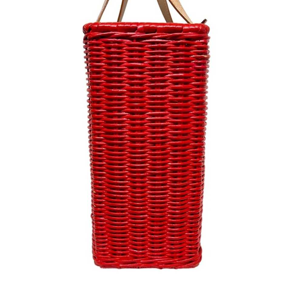 Kate Spade Wicker Basket Bag Orange Red - image 4