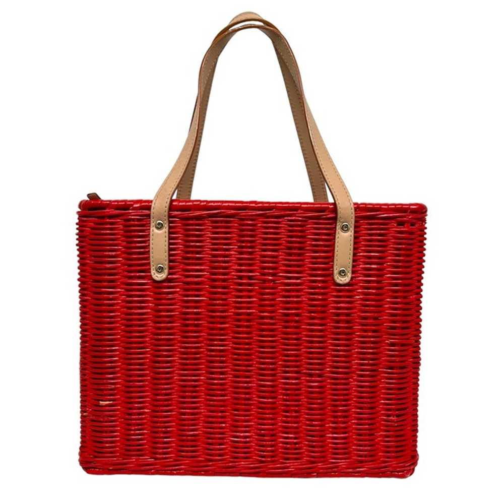 Kate Spade Wicker Basket Bag Orange Red - image 7