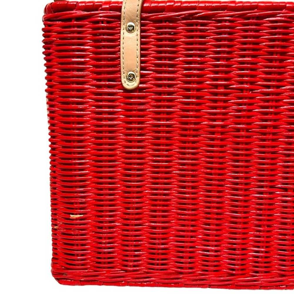 Kate Spade Wicker Basket Bag Orange Red - image 8