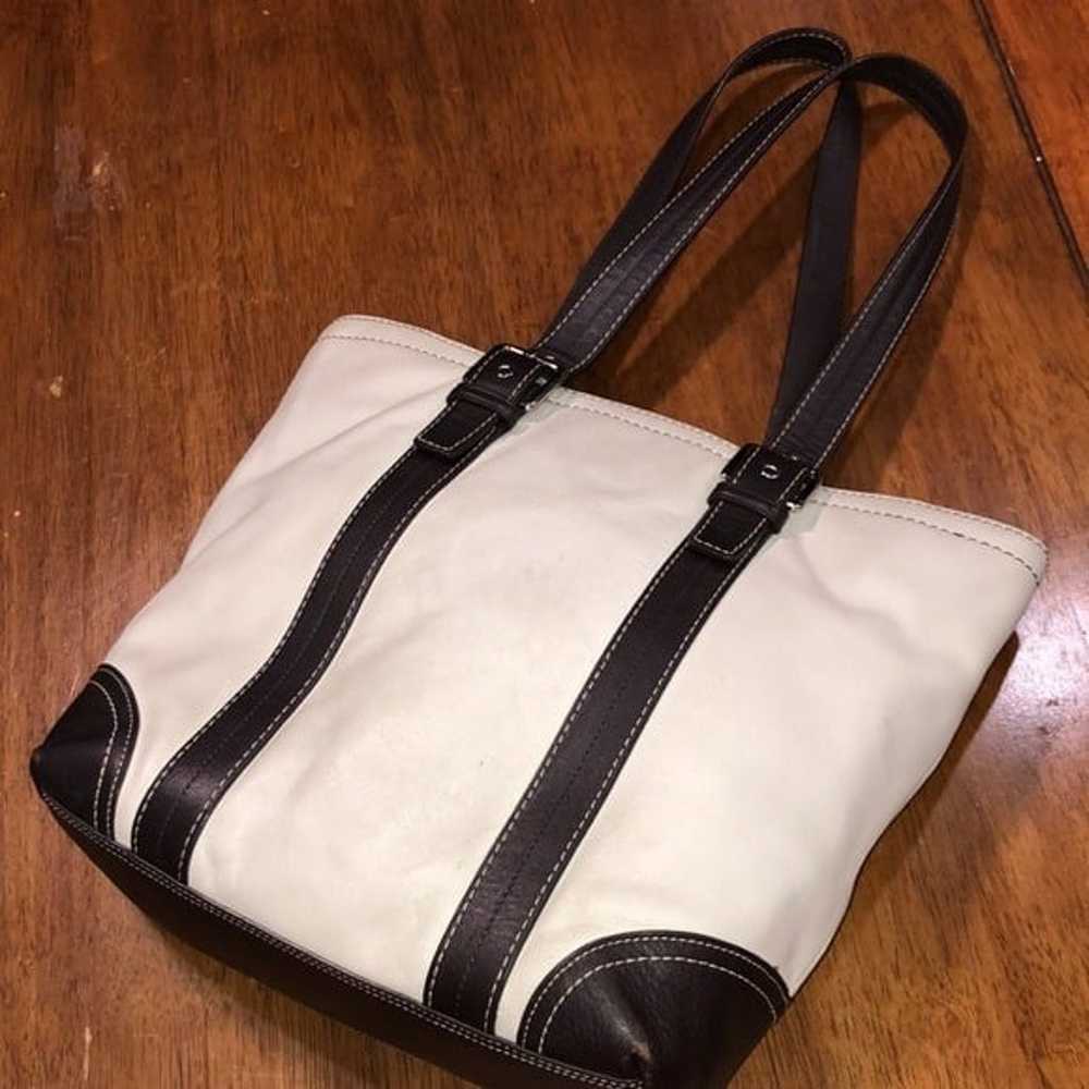 Coach, vintage, Hampton, tote bag off white and b… - image 2