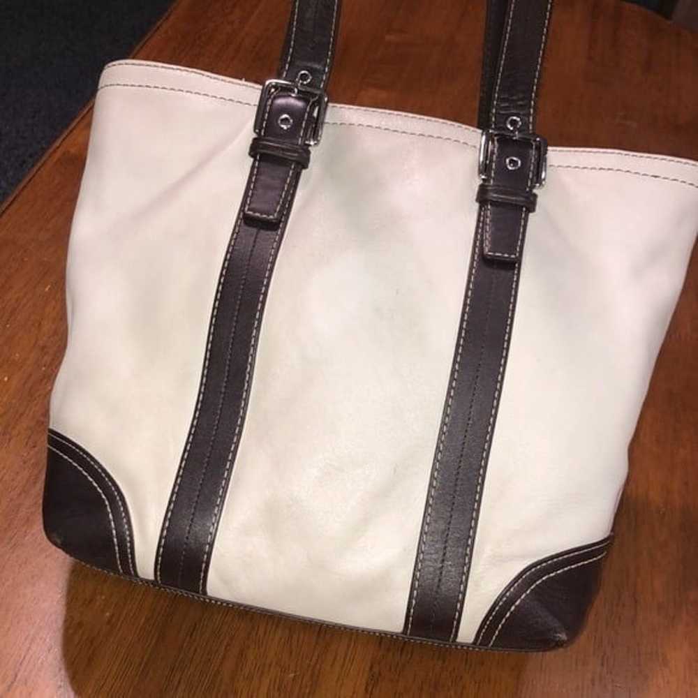 Coach, vintage, Hampton, tote bag off white and b… - image 8