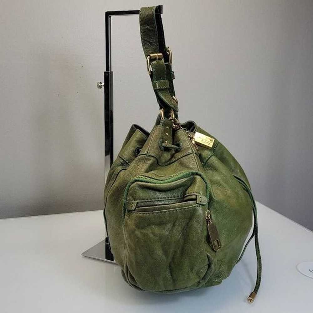 Juicy Couture Drawstring Hobo Bag Leather Green D… - image 3
