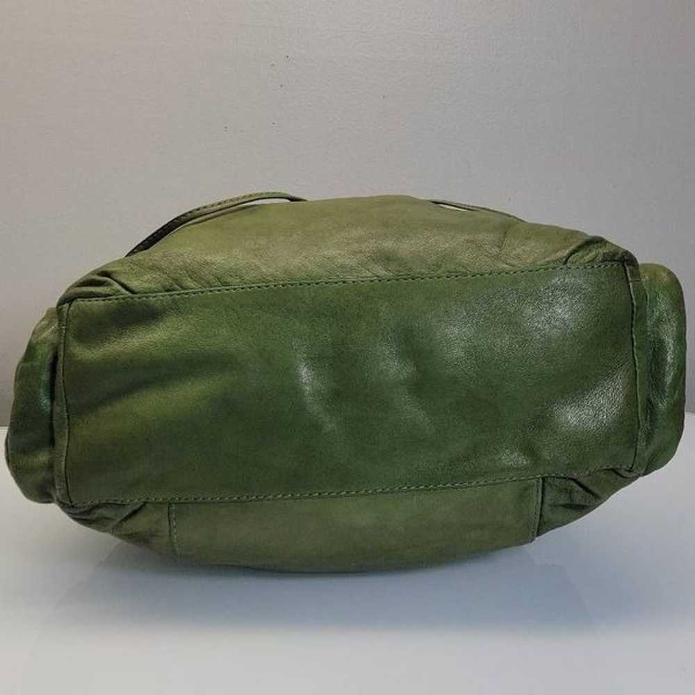 Juicy Couture Drawstring Hobo Bag Leather Green D… - image 5