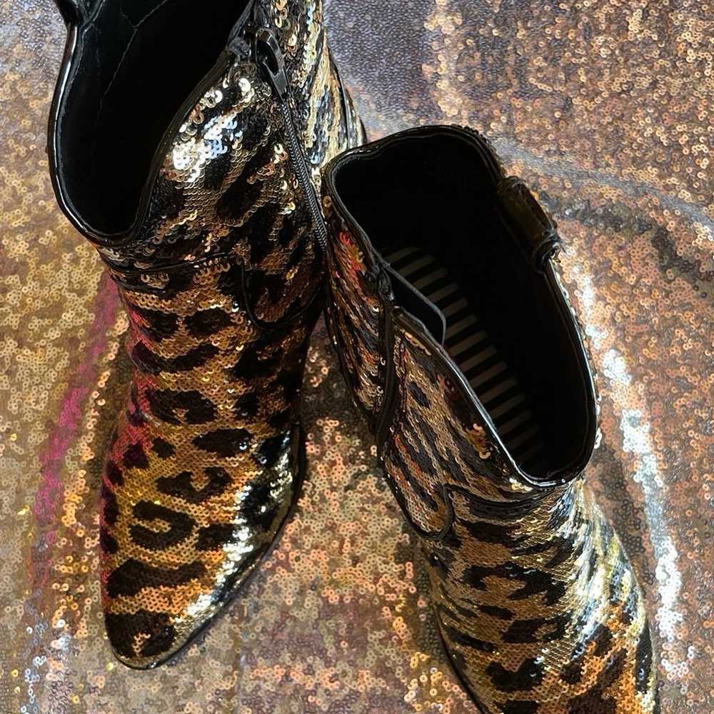 Betsey Johnson Lucky Leopard Sequin Boots - image 3