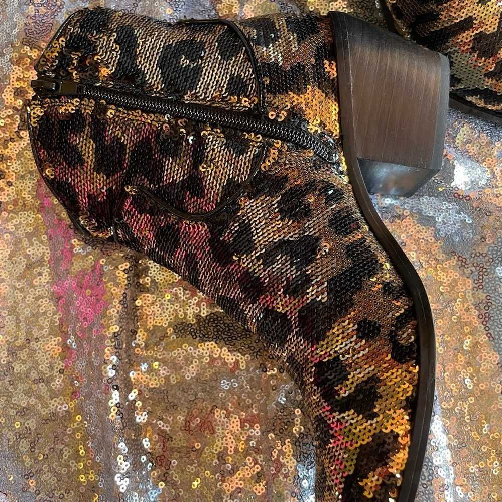 Betsey Johnson Lucky Leopard Sequin Boots - image 4
