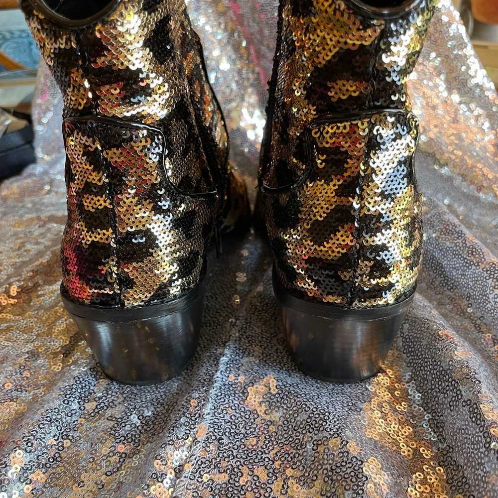 Betsey Johnson Lucky Leopard Sequin Boots - image 6