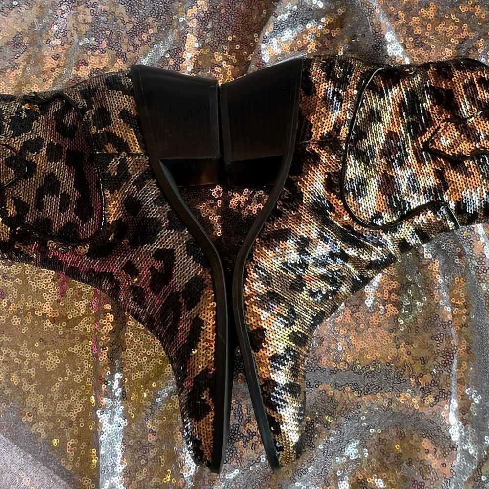 Betsey Johnson Lucky Leopard Sequin Boots - image 7