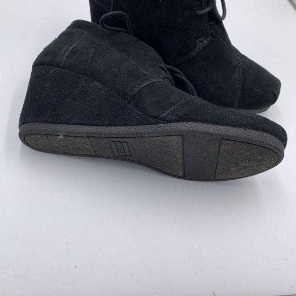 Tom's Lace Up Black Suede Wedge Booties - image 3