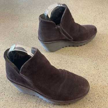 Fly London "Yip" Brown Suede Wedge Ankle Boots / … - image 1