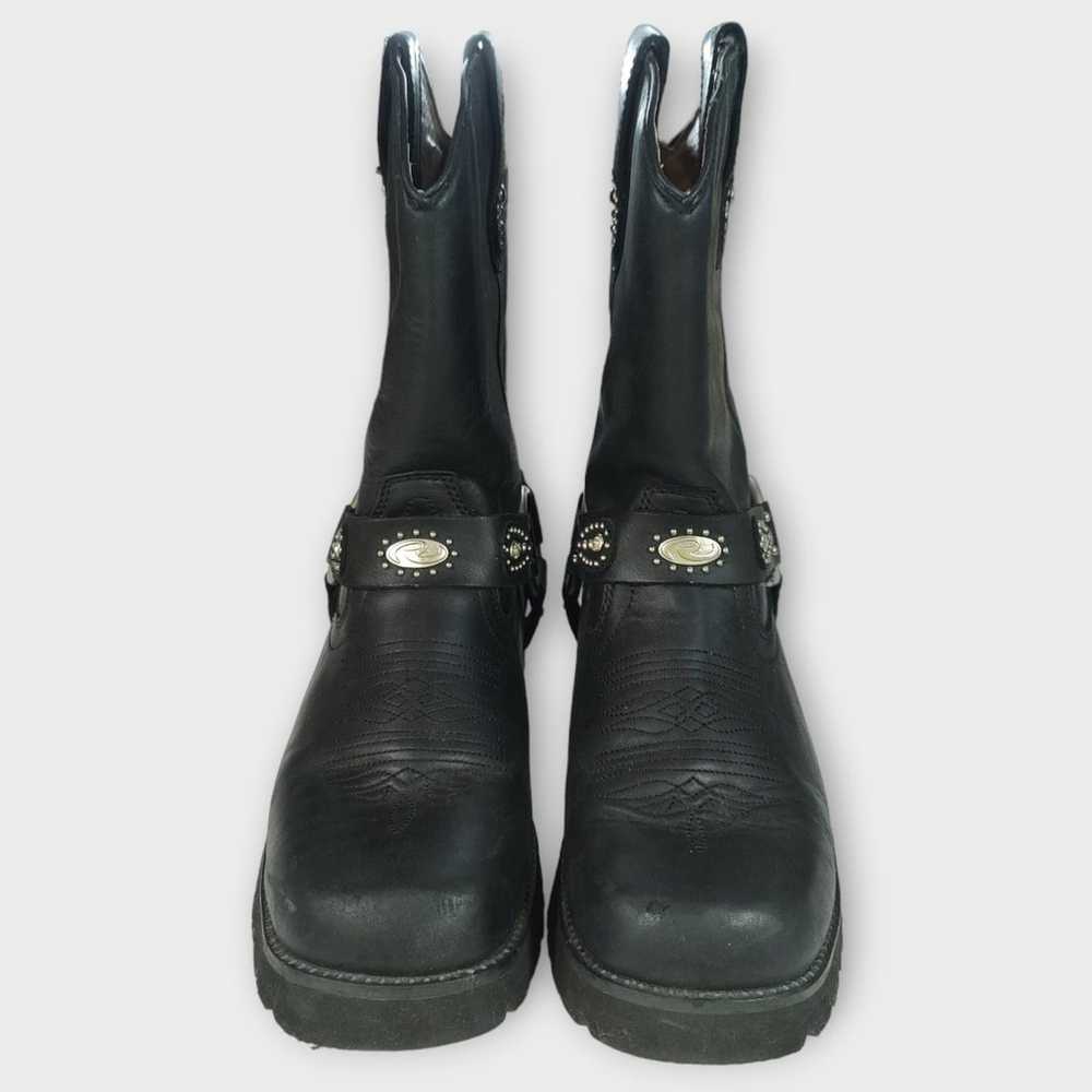 Women's Roper Black Leather Biker Boots Size 10 - image 3