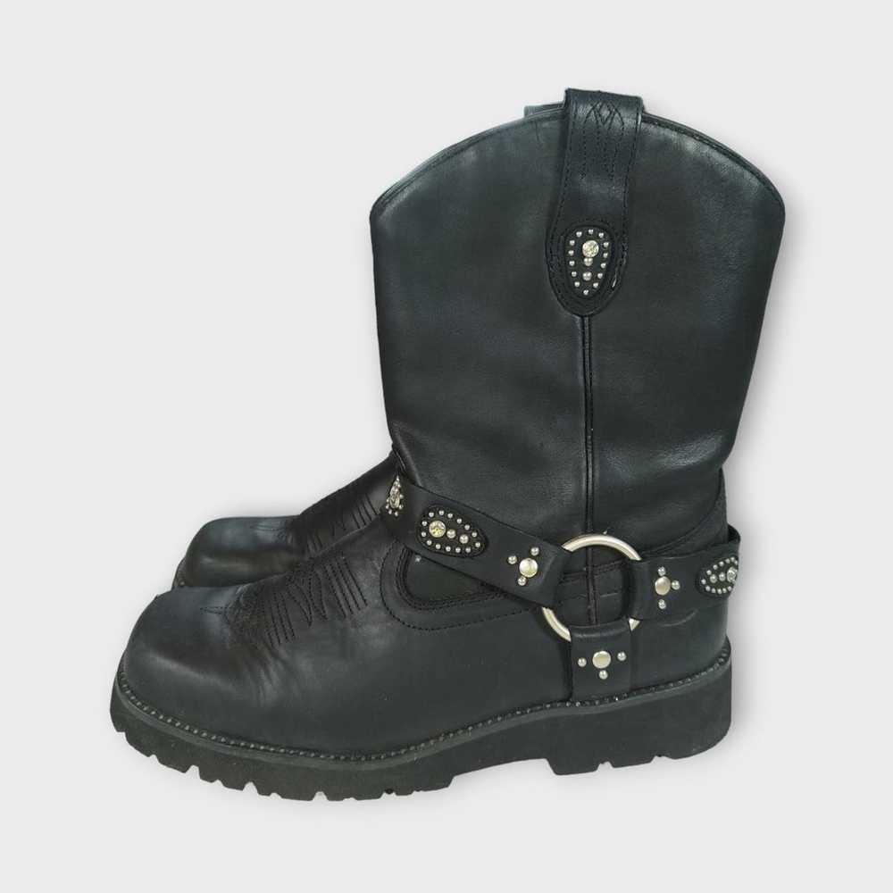 Women's Roper Black Leather Biker Boots Size 10 - image 4