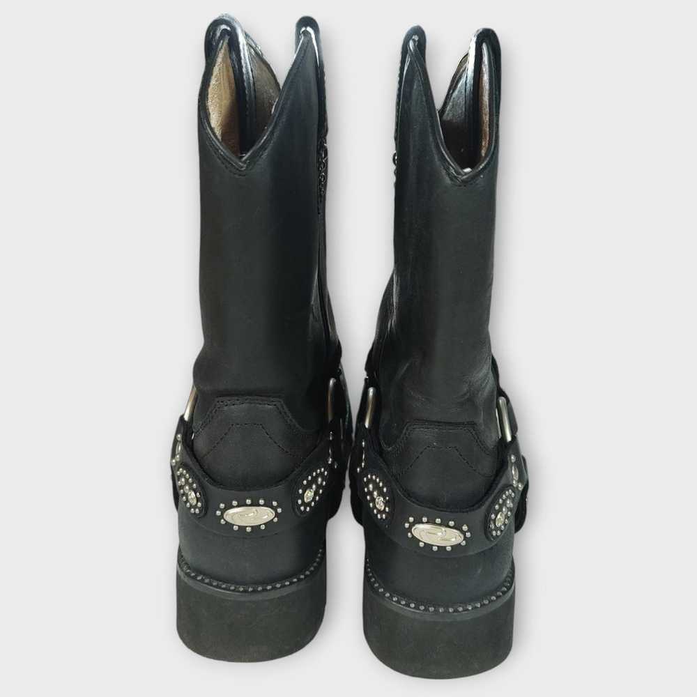 Women's Roper Black Leather Biker Boots Size 10 - image 5