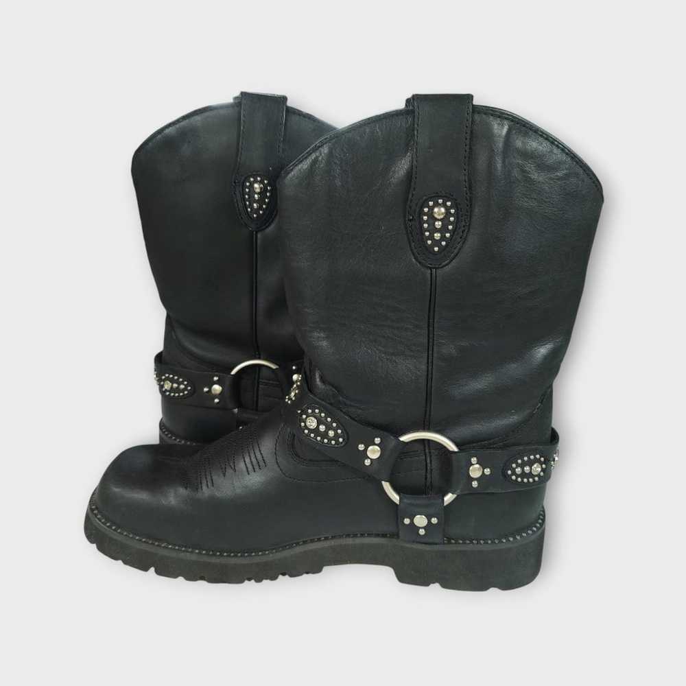 Women's Roper Black Leather Biker Boots Size 10 - image 7