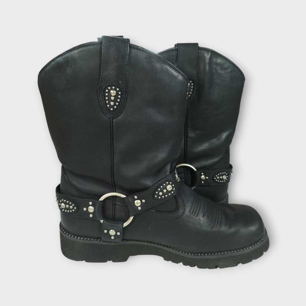Women's Roper Black Leather Biker Boots Size 10 - image 8