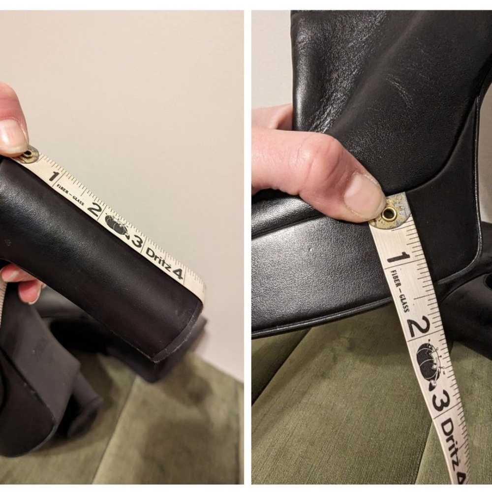 Zara black genuine leather platform heeled boots … - image 10