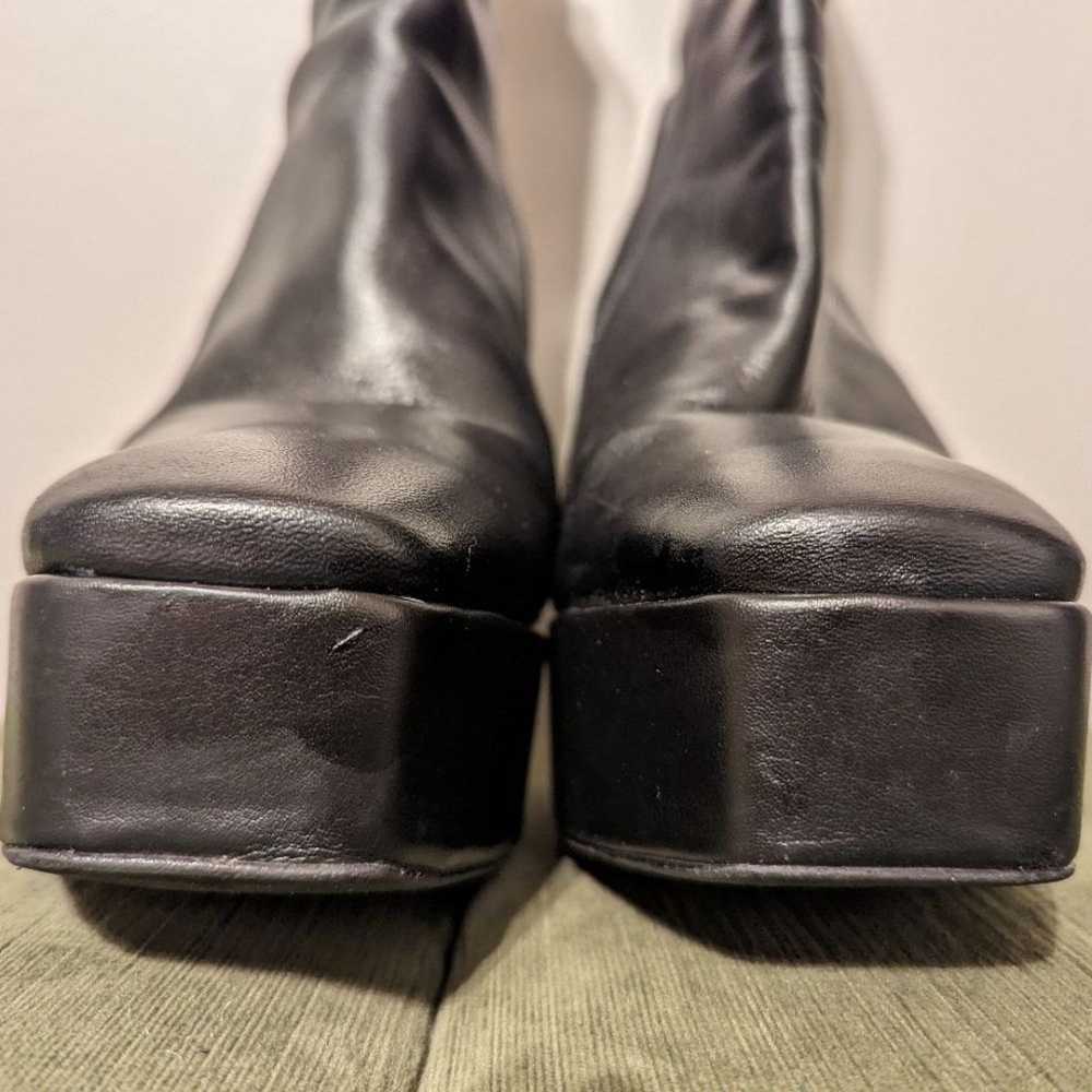 Zara black genuine leather platform heeled boots … - image 5