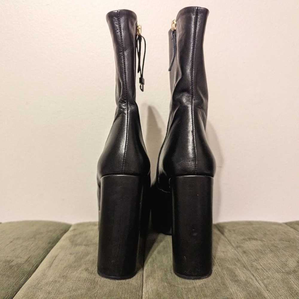 Zara black genuine leather platform heeled boots … - image 6