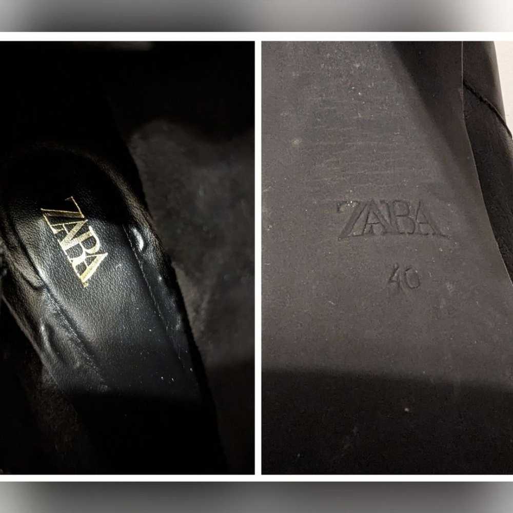 Zara black genuine leather platform heeled boots … - image 7