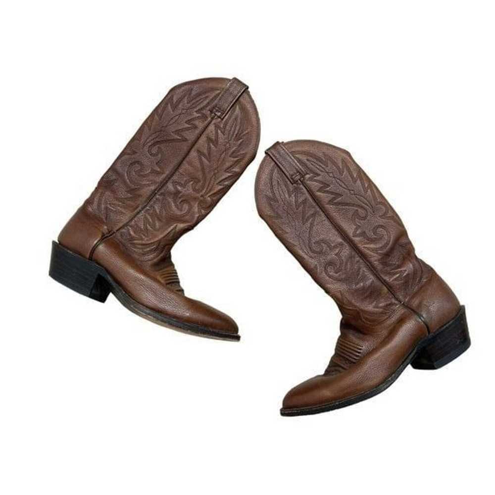 VINTAGE Dan Post Calfskin Leather Boots Cognac Wo… - image 1