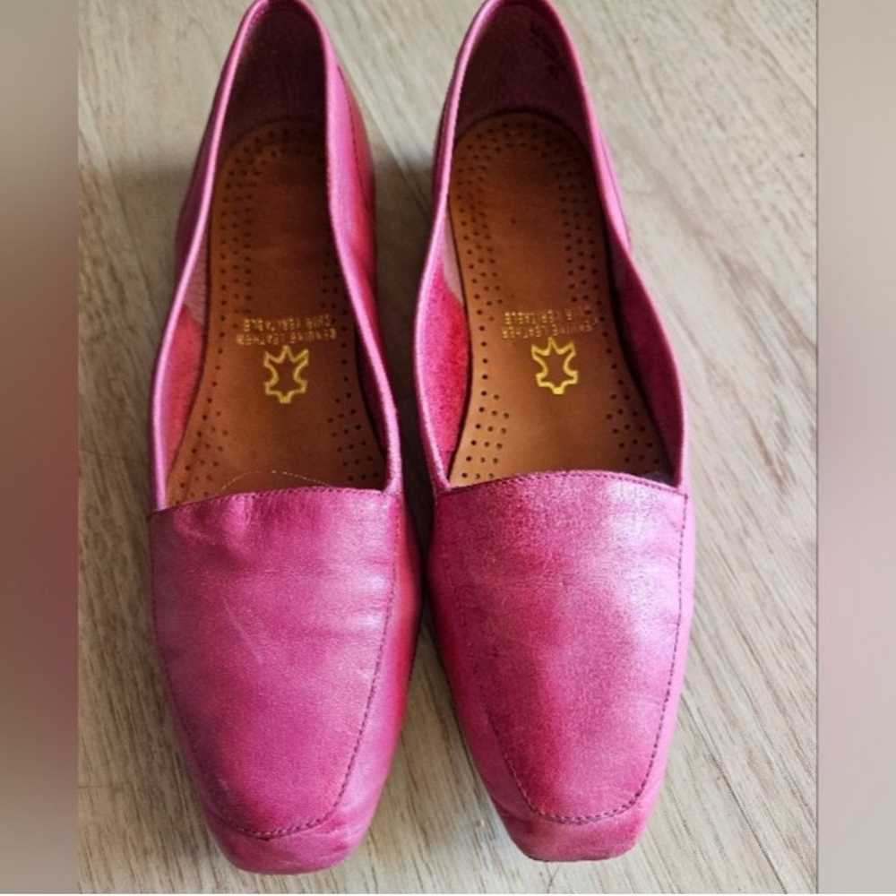 Barbie Pink Leather Flats size 6.5 M Loafers driv… - image 2