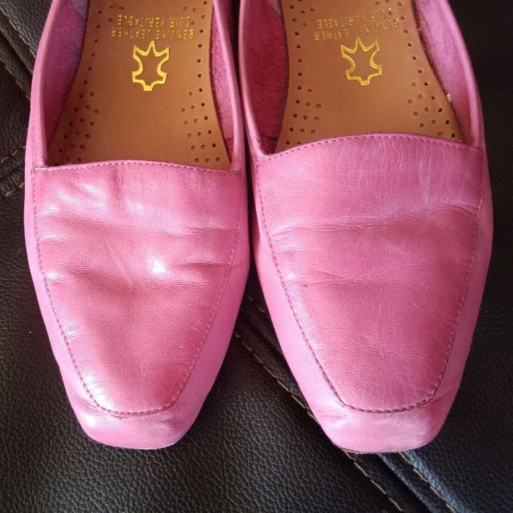 Barbie Pink Leather Flats size 6.5 M Loafers driv… - image 3