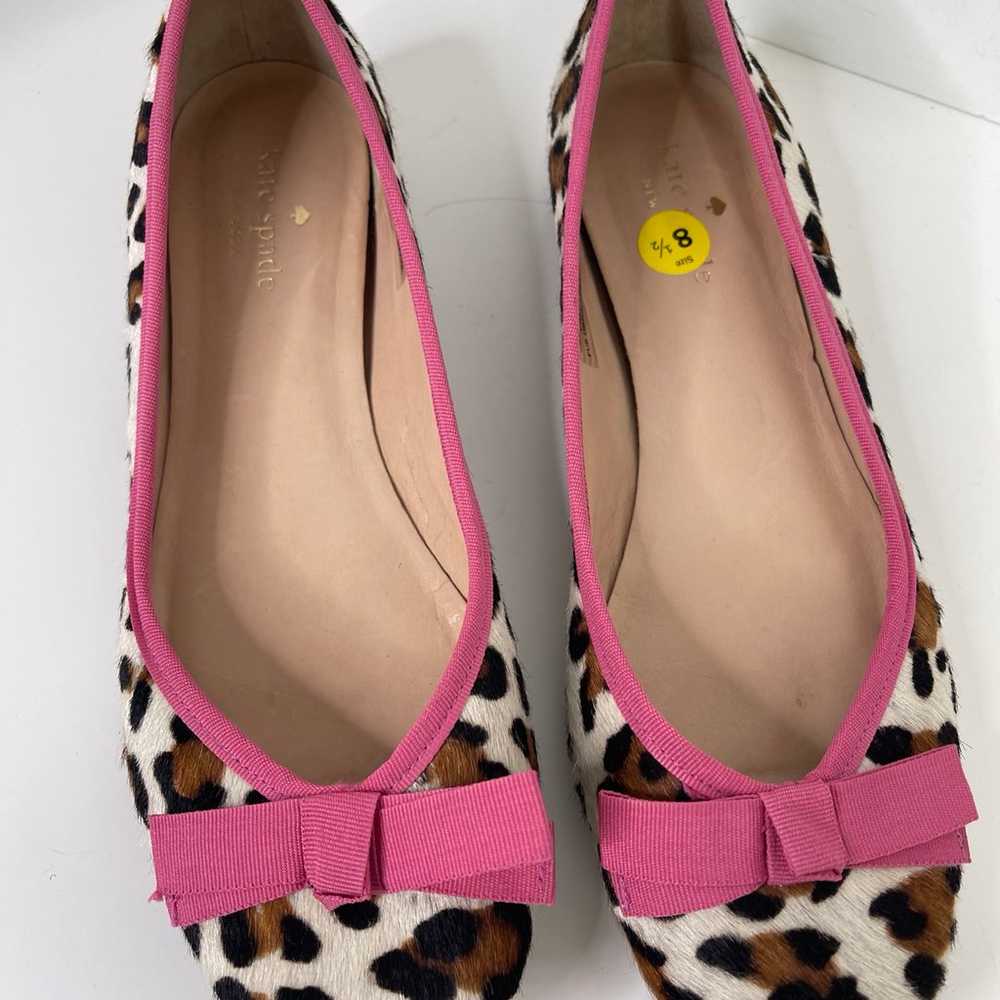 Kate Spade Leopard ballet flats 8.5 pink bow - image 1