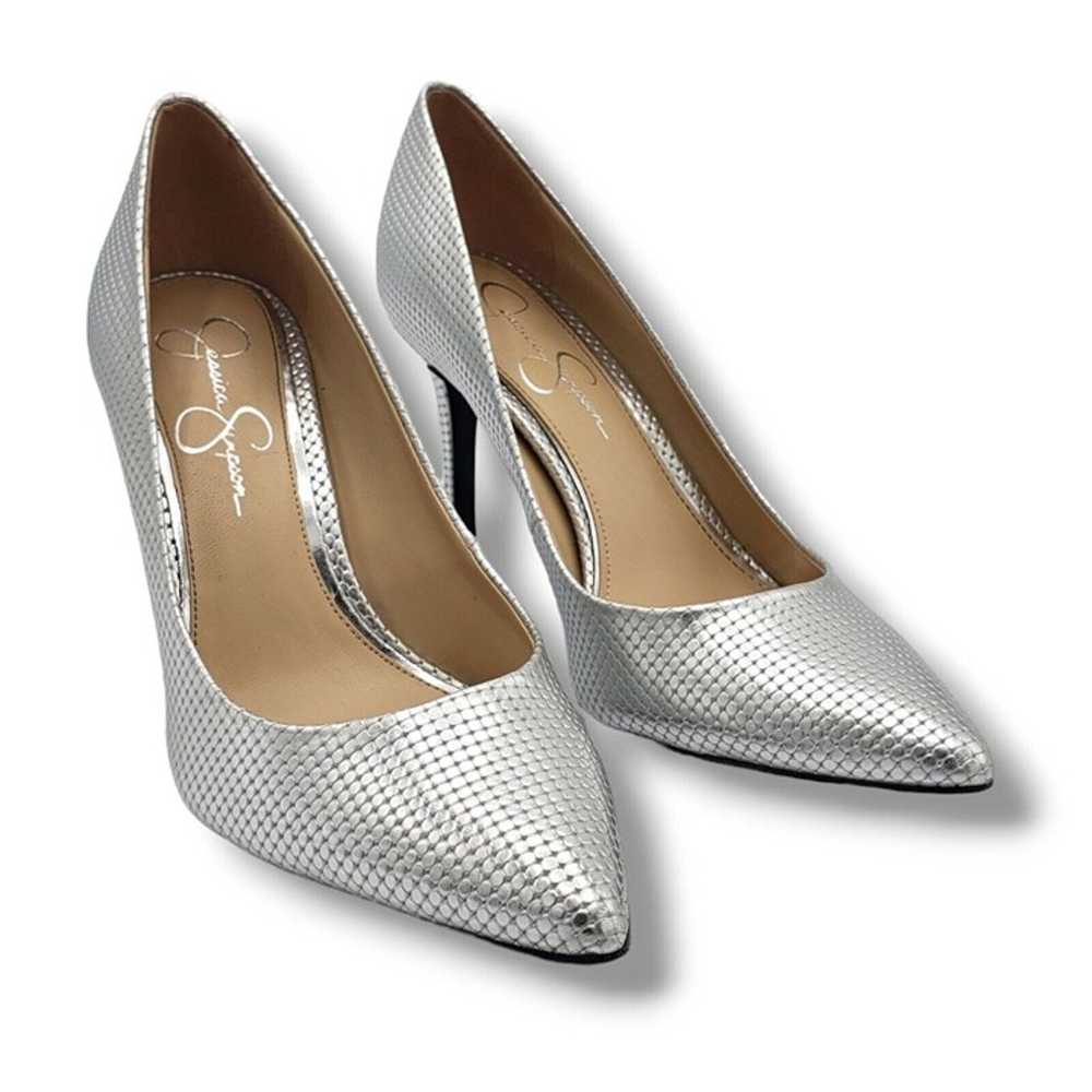 Jessica Simpson Levin Pump Womens 8 Silver Emboss… - image 2