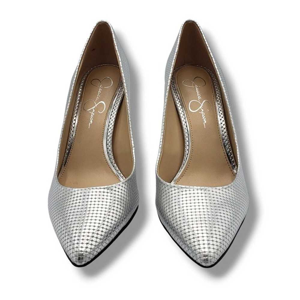 Jessica Simpson Levin Pump Womens 8 Silver Emboss… - image 3
