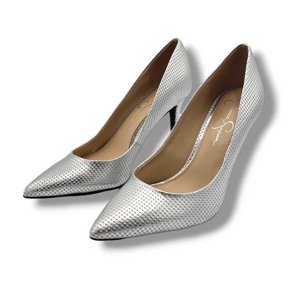 Jessica Simpson Levin Pump Womens 8 Silver Emboss… - image 4