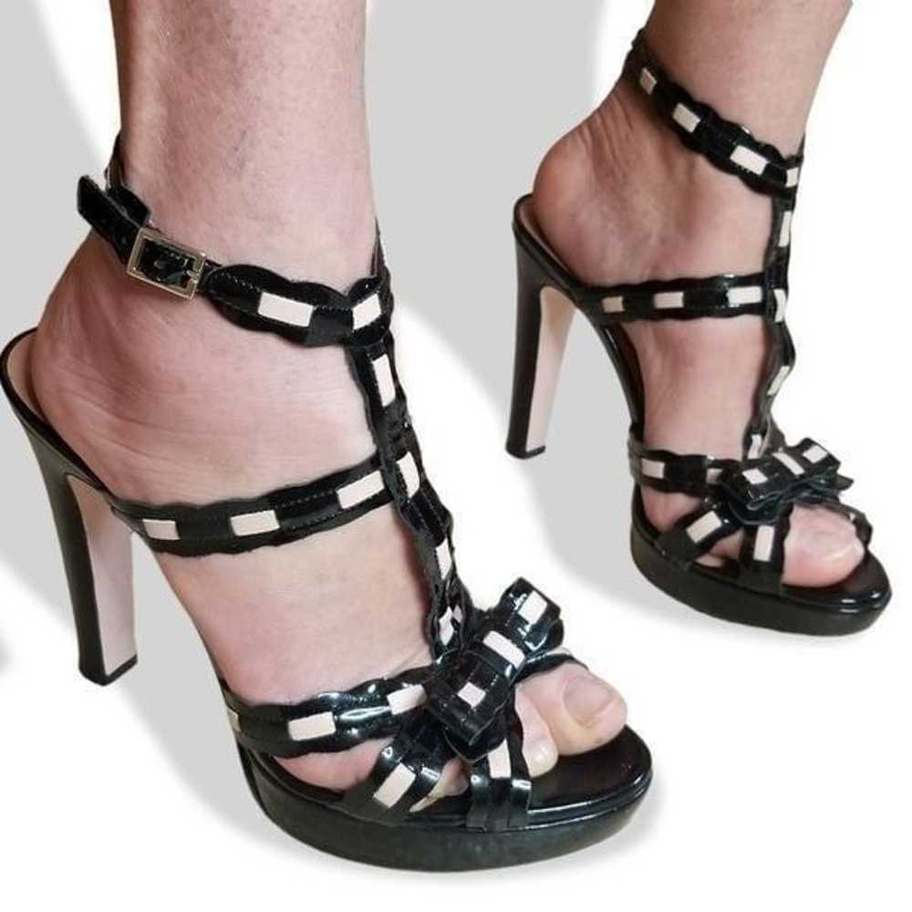 RED Valentino Patent Leather Black & Tan Strappy … - image 2