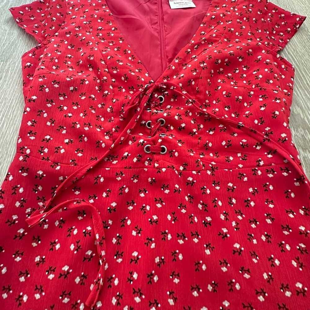 ShowPo Red Floral Mini Dress Sz 4 - image 5