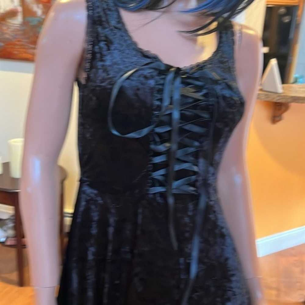 Dark Fairy Gothic Pixie black velvet S dress nwot… - image 10