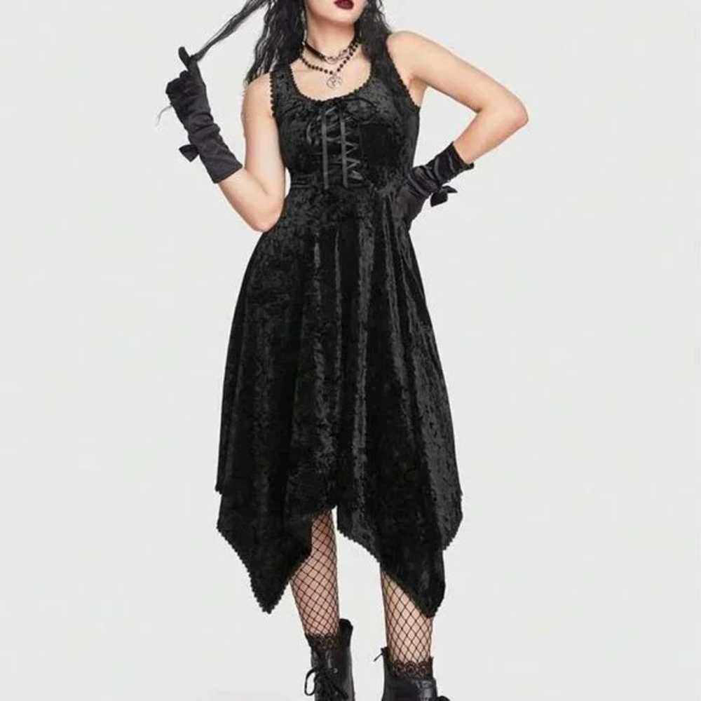 Dark Fairy Gothic Pixie black velvet S dress nwot… - image 1