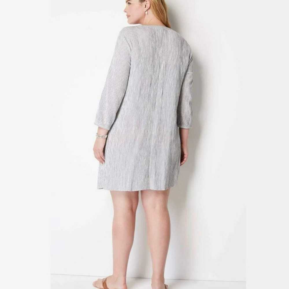 J Jill Embroidered Dress M Striped Textured Shift… - image 2